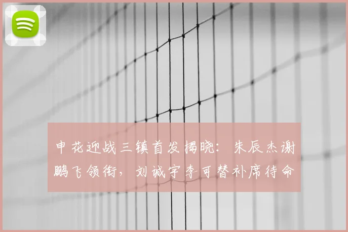 申花迎战三镇首发揭晓：朱辰杰谢鹏飞领衔，刘诚宇李可替补席待命